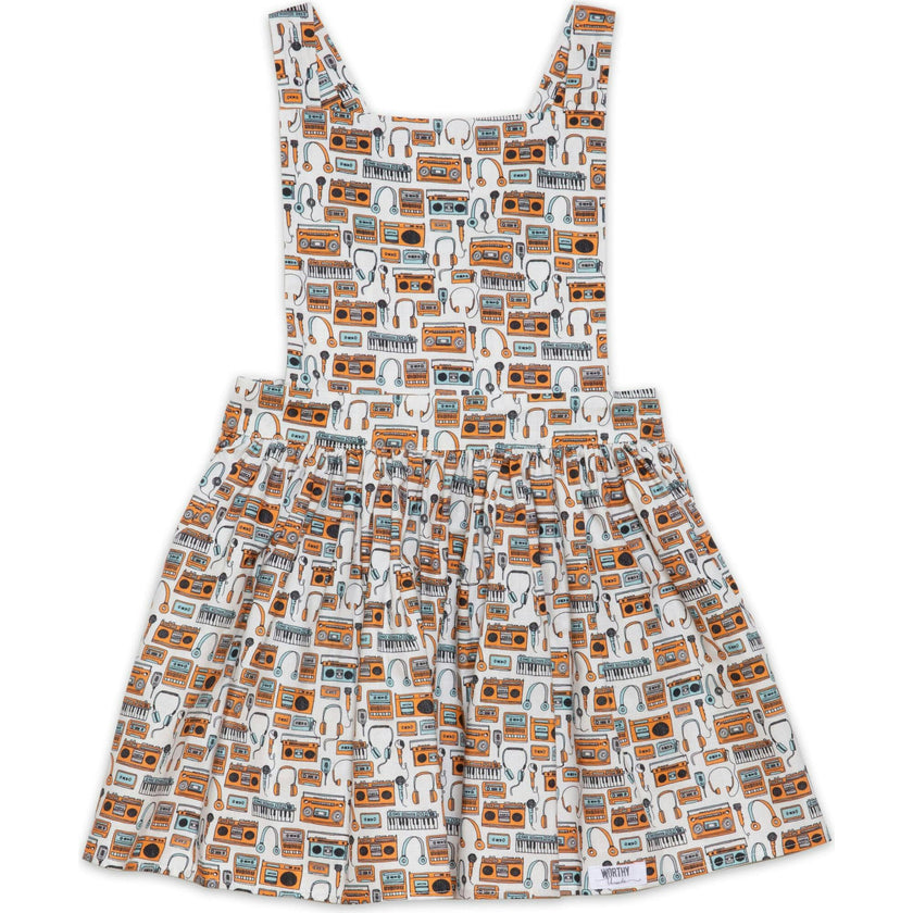 Pinafore Dress in Boombox/Headphones