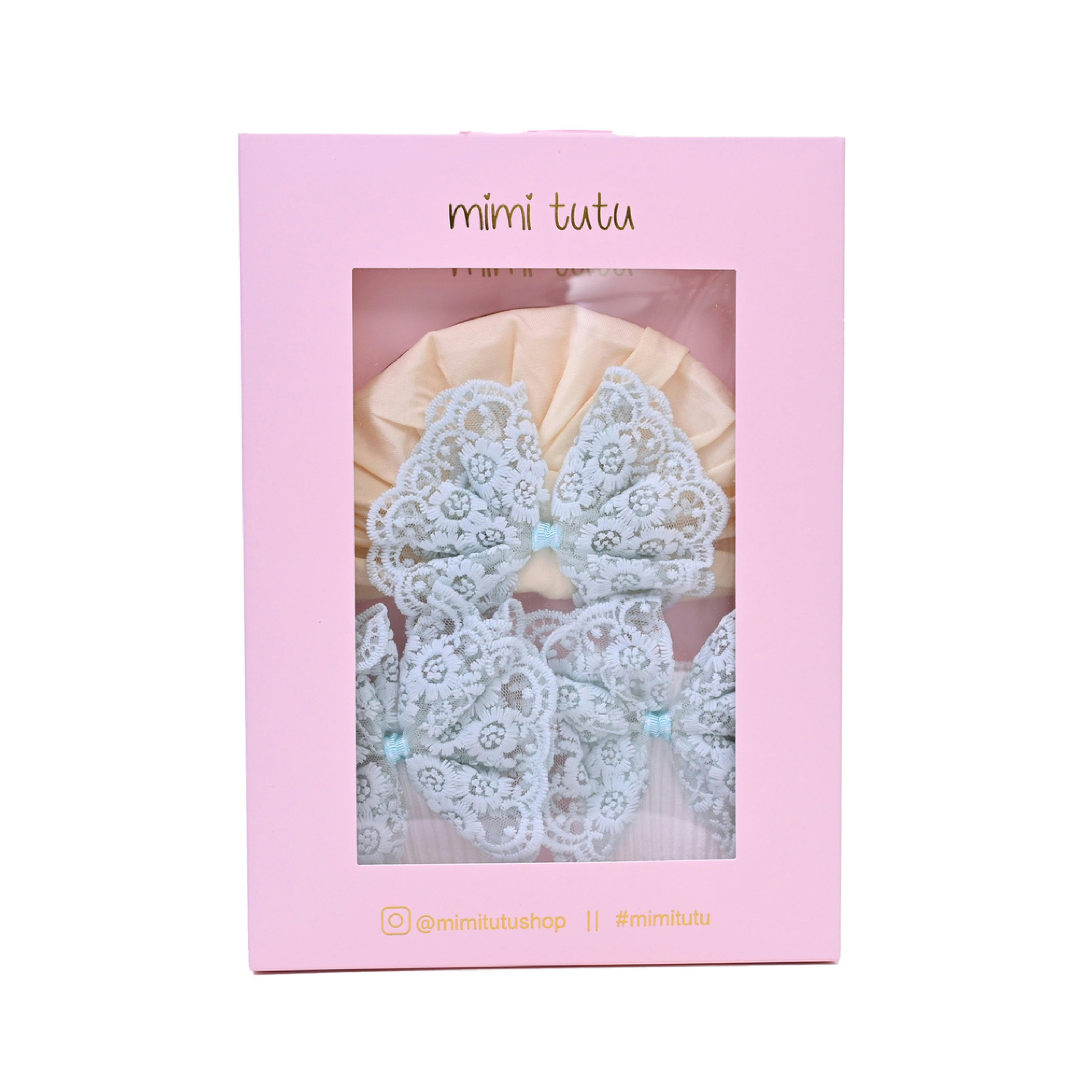 Lace Bow Hat & Sock Gift Set