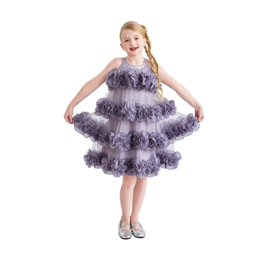 Purple Elysia Tiered Ruffle Dress