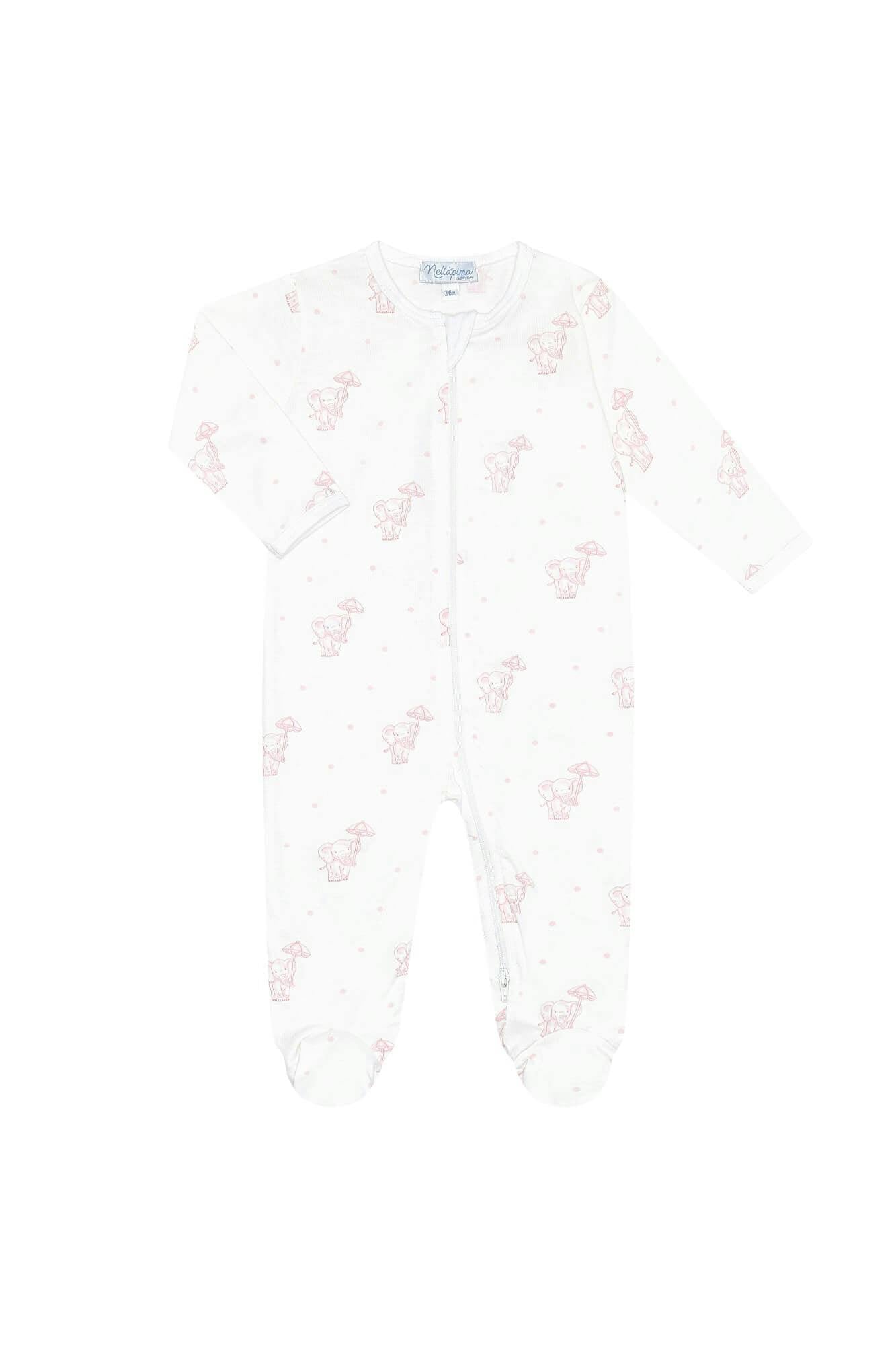 Pink Elephant Zipper Footie