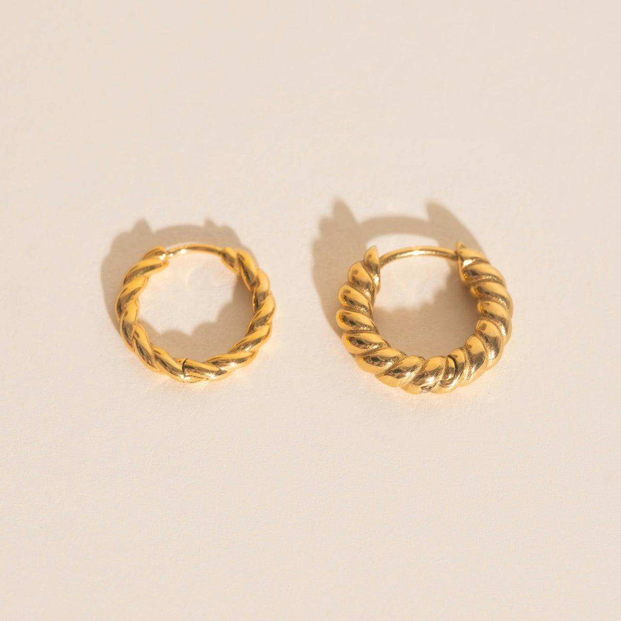 Rope Chunky Rounded Huggie Hoop Earrings