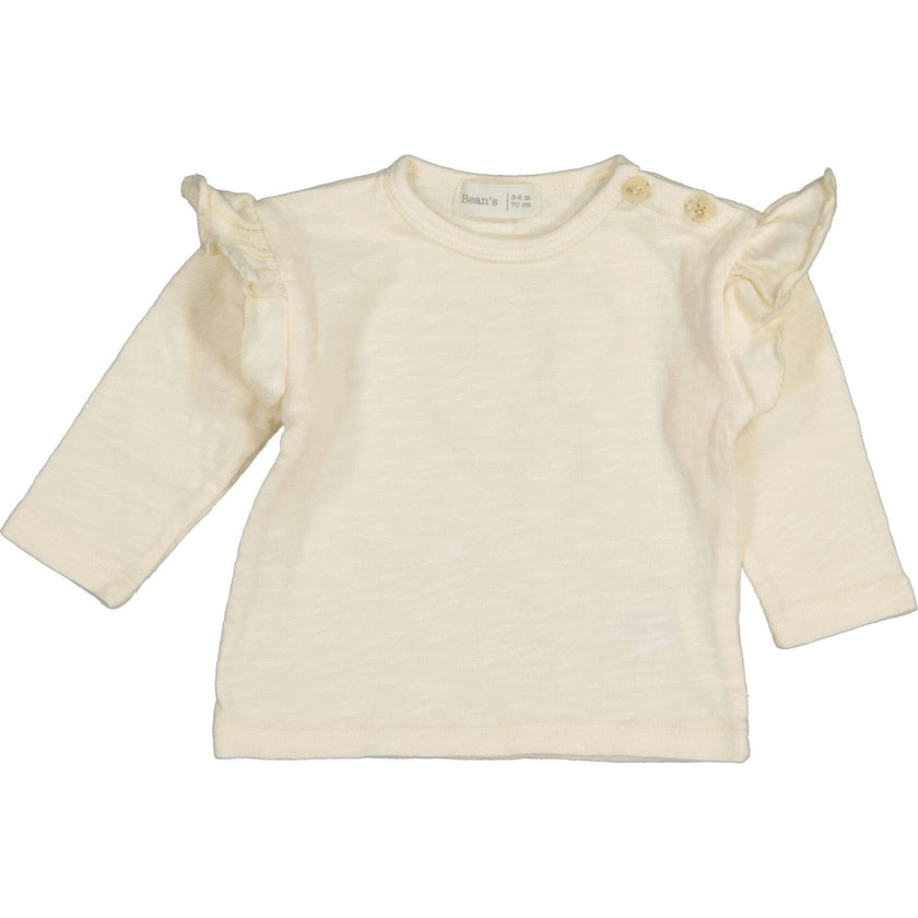 Long Sleeve T-Shirt with Ruffled Shoulder