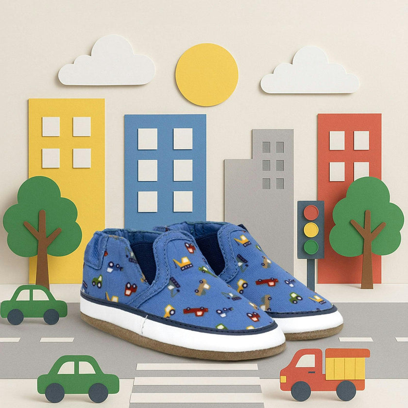 I Love Trucks Med Blue Soft Sole