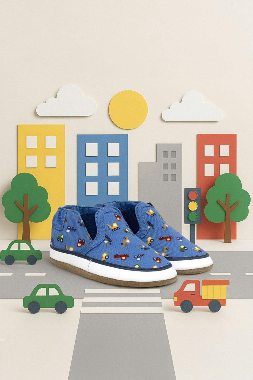 I Love Trucks Med Blue Soft Sole