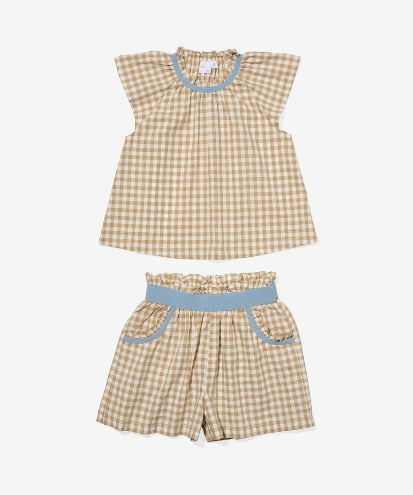 Cecil Short Set, Camel Check