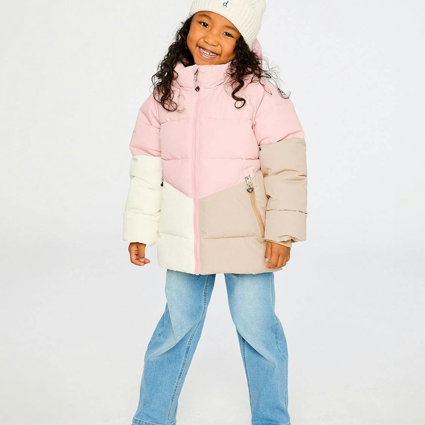 Color-Block Winter Jacket Pale Dusty Pink