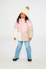 Color-Block Winter Jacket Pale Dusty Pink