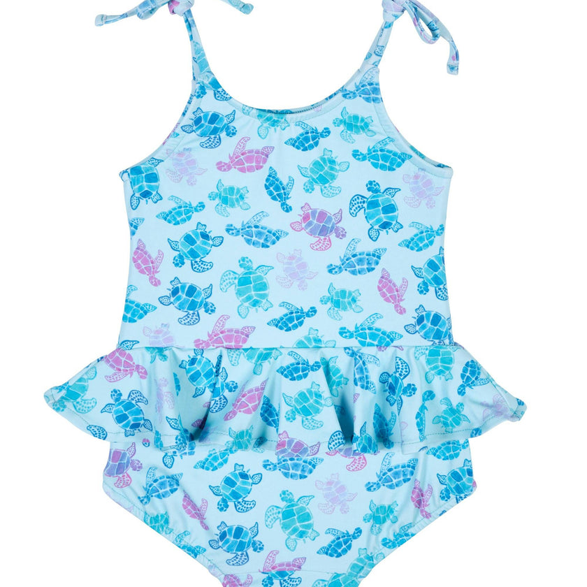 Turtle Print Skirted Swimsuit