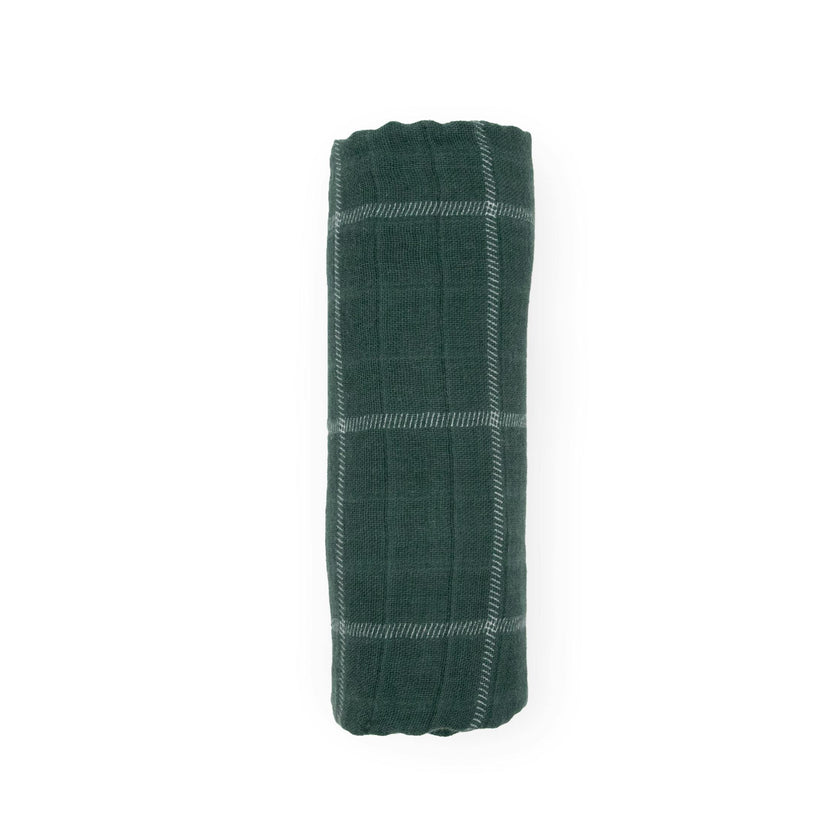 Cotton Muslin Swaddle Blanket - Evergreen Plaid