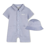 Light Blue Romper & Hat Set