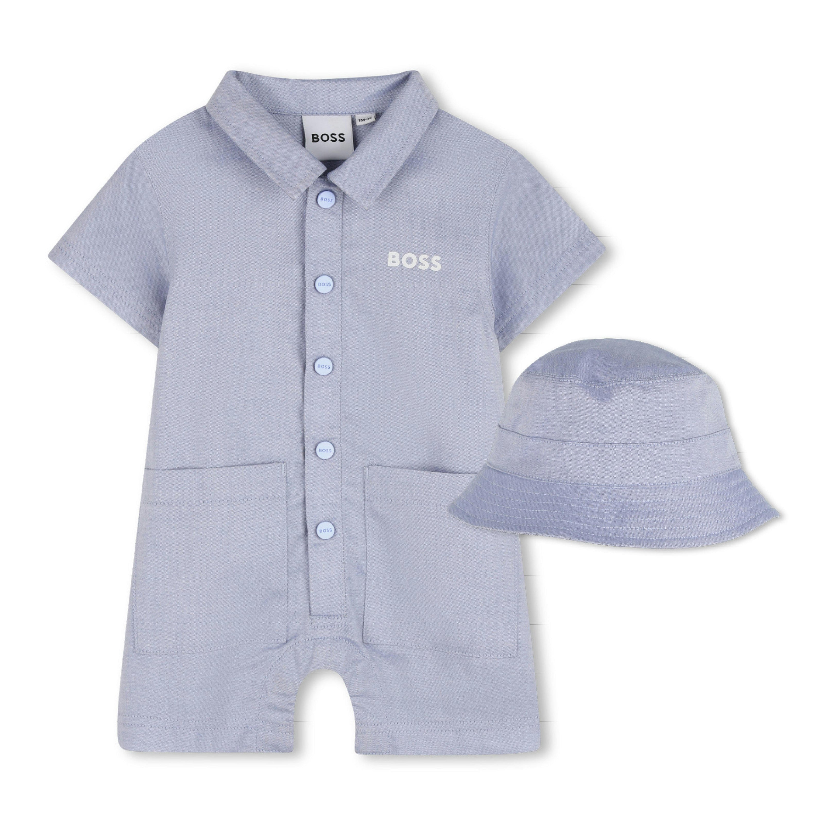 Light Blue Romper & Hat Set