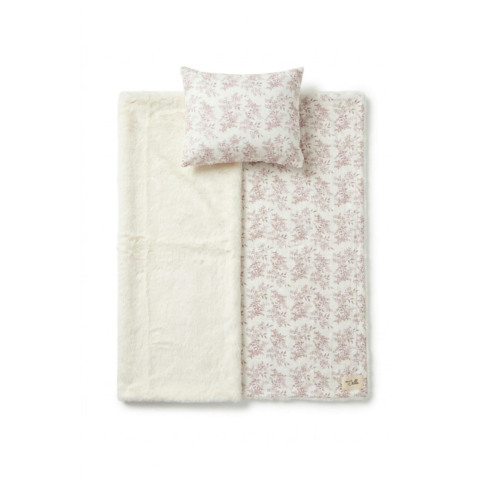 Gauze And Fur Blanket And Pillow Set