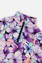 Two Piece Thermal Underwear Purple Floral Print