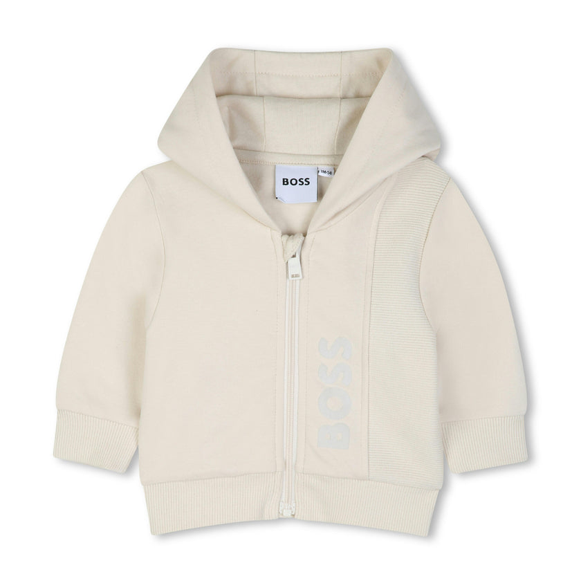Beige Logo Baby Hoodie Set