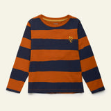 Chestnut & Navy Rugby Stripe Long Sleeve T-Shirt