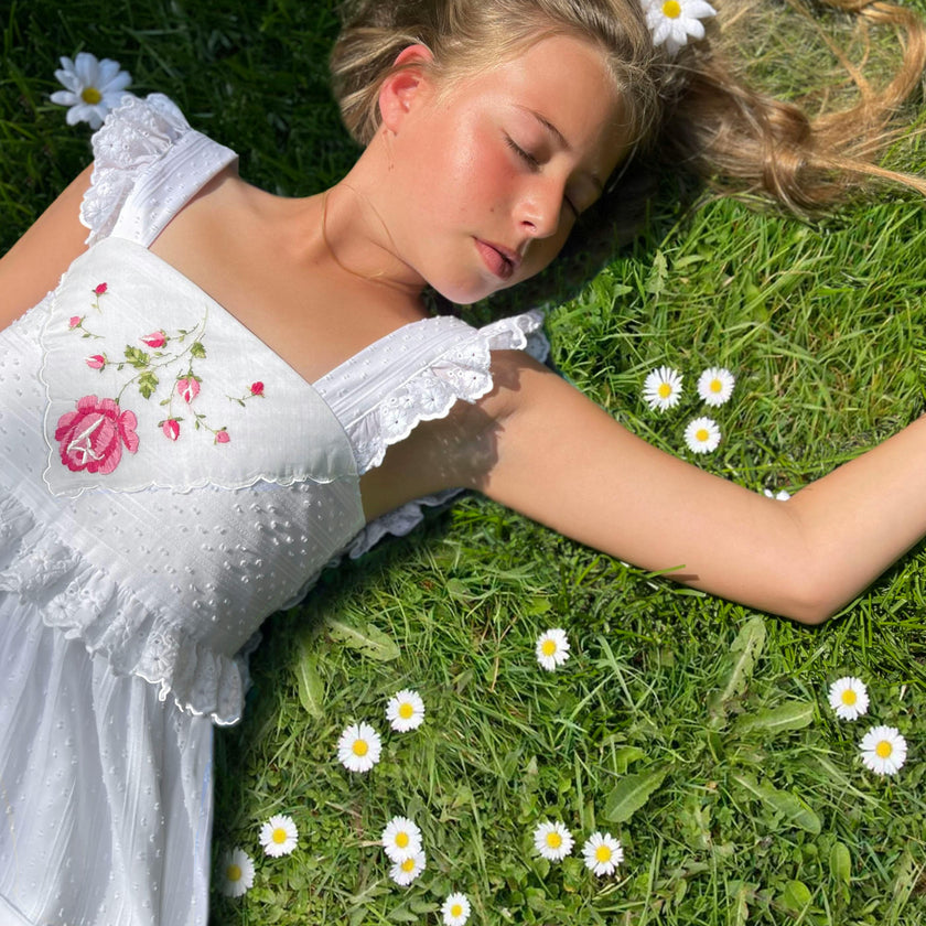 10y Heirloom Handkerchief Dress - Multicolored Flower Garden