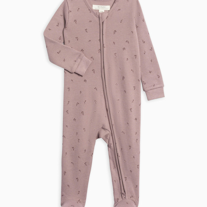 Lane Waffle Knit Zipper Sleeper Heather Oat