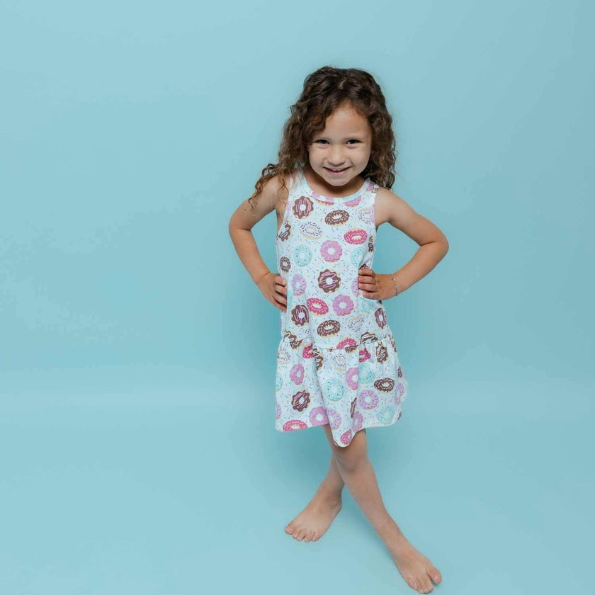 Sleeveless Drop Waist Dress With Matching Shorts