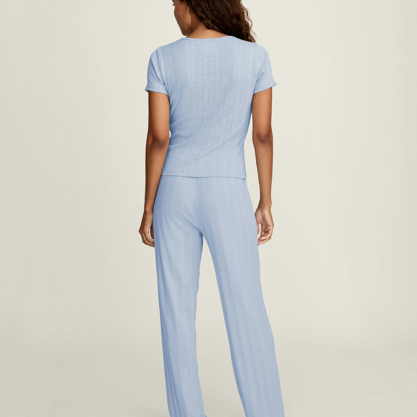 Women's Pointelle T-Shirt in Periwinkle