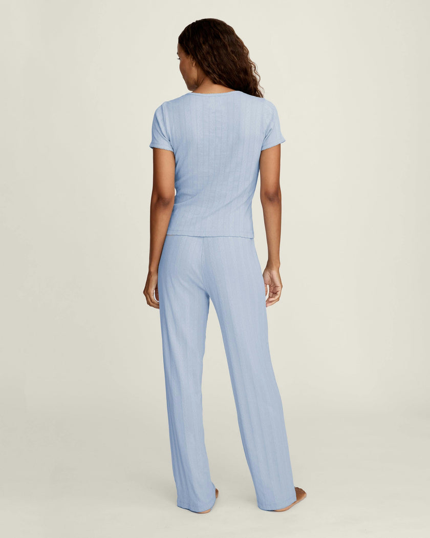 Women's Pointelle T-Shirt in Periwinkle