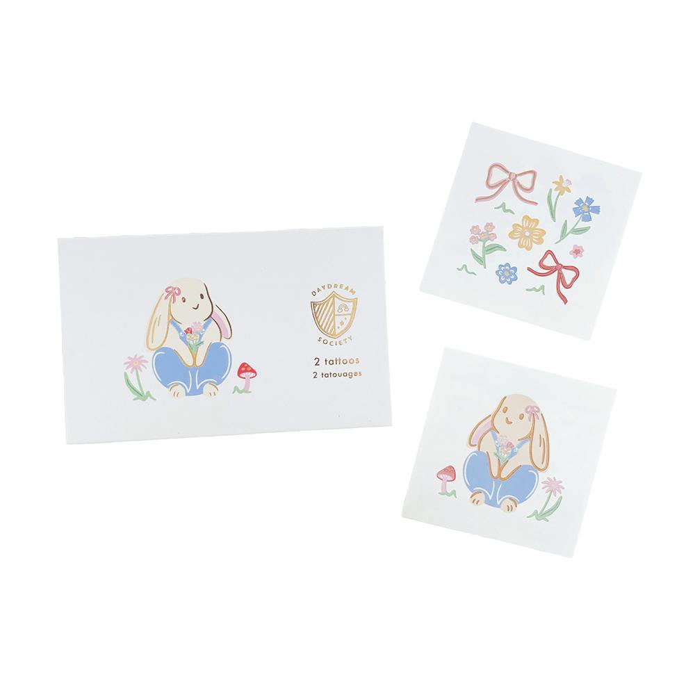 Bunnies In The Garden Overalls Temporary Tattoos
