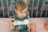 Teal Seahorse Teething Rattle