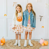 Coquette Pumpkin Sequin Patch Denim Jacket