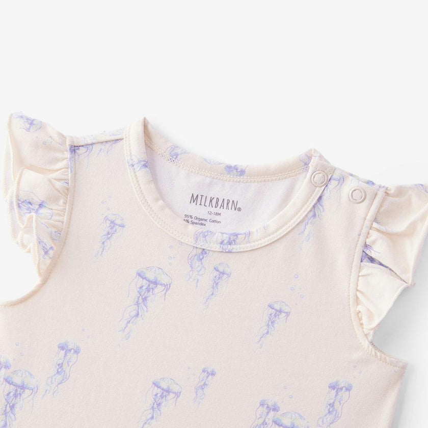 Sunset Jellyfish Cotton Stretch Ruffle One Piece