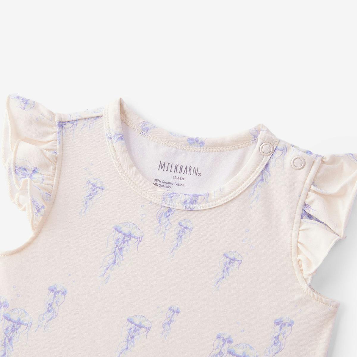 Sunset Jellyfish Cotton Stretch Ruffle One Piece