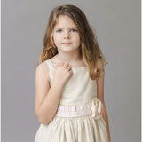 Linen Cami Rosette Dress, Brown