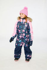 Kids One Piece Play Snowsuit Blue Floral Print