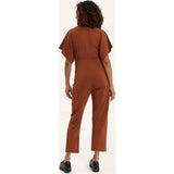 Women's Maternity Filipa V-Neck Short Sleeve Jumpsuit, Tan