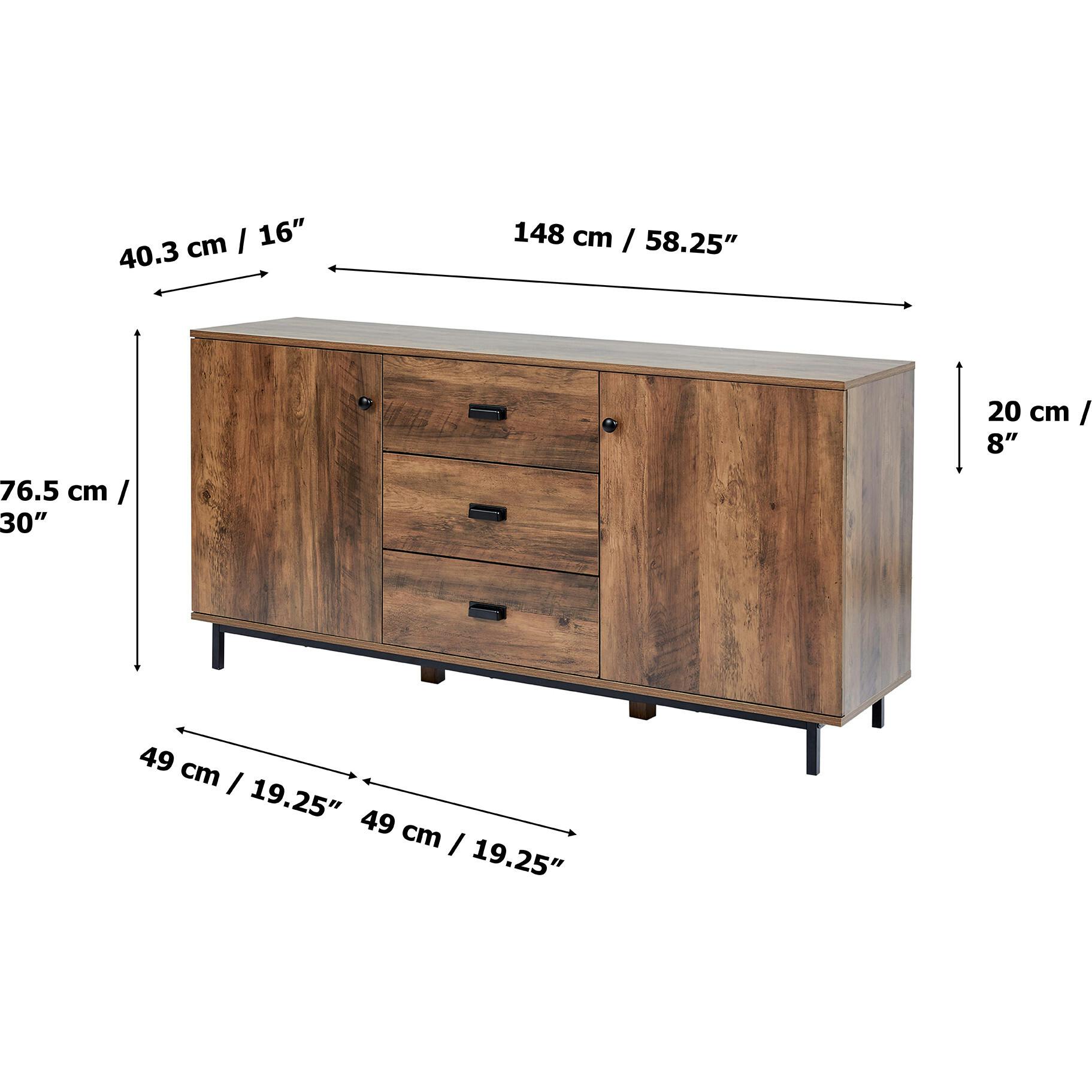 Brooklyn Sideboard with Storage Plus Metal Legs and Handles