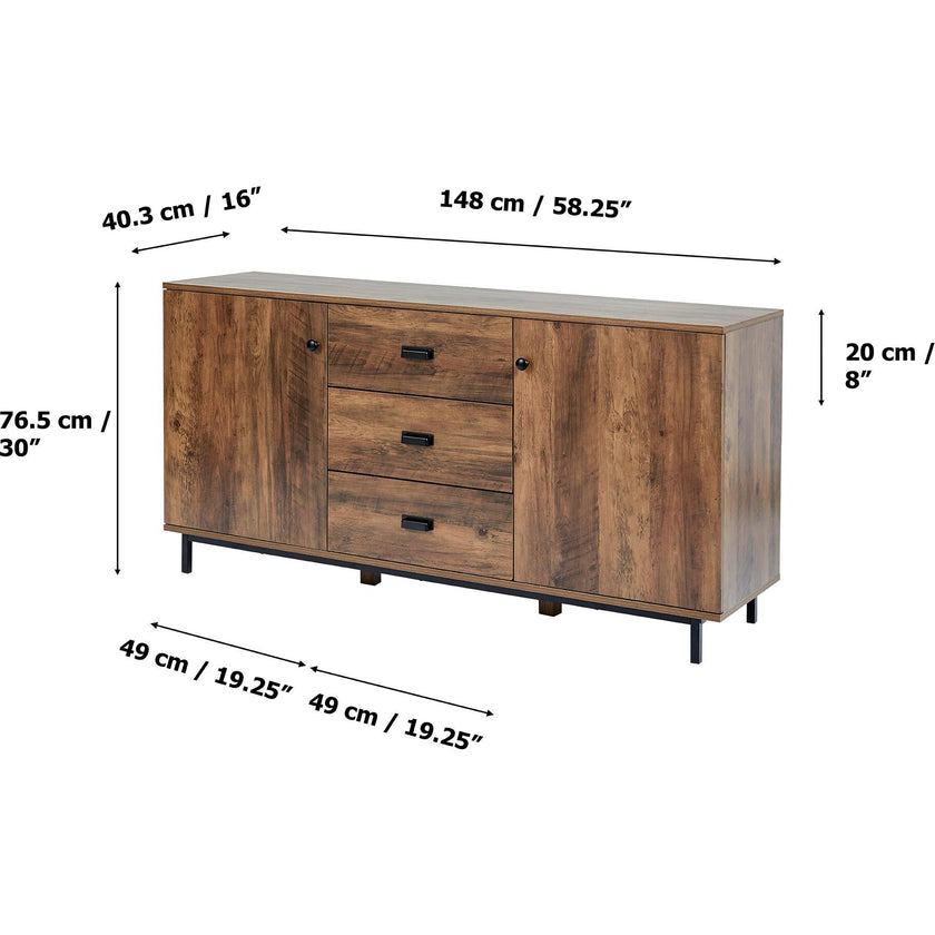 Brooklyn Sideboard with Storage Plus Metal Legs and Handles