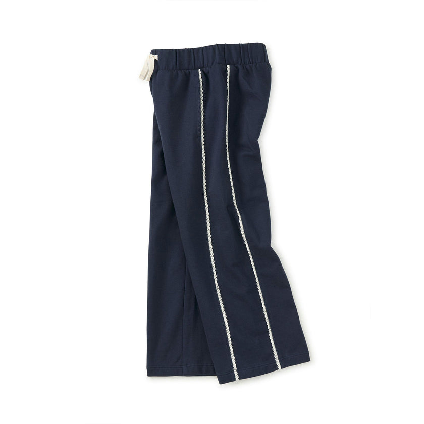 Lace Trim Track Pants, Indigo