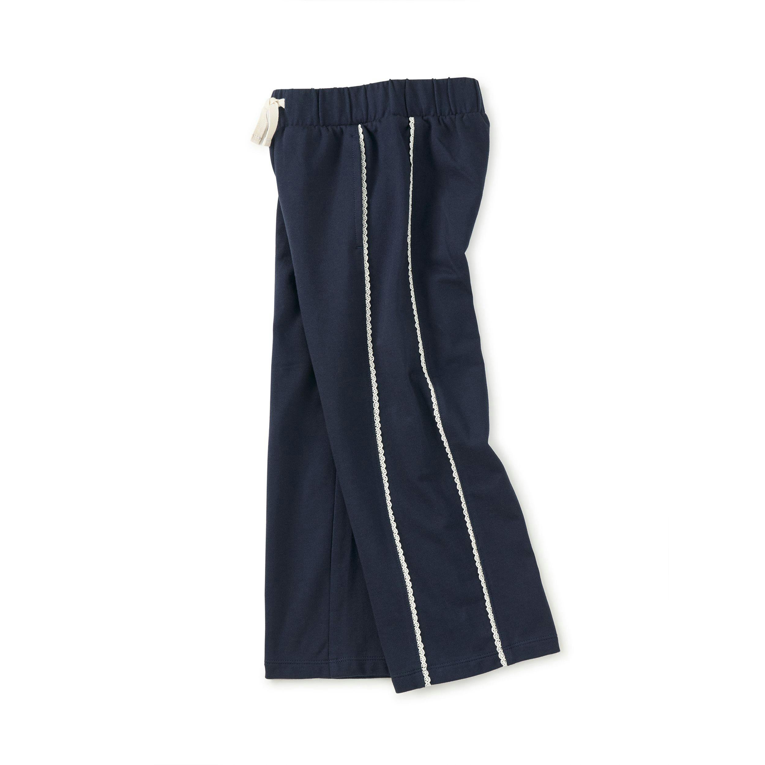 Lace Trim Track Pants, Indigo