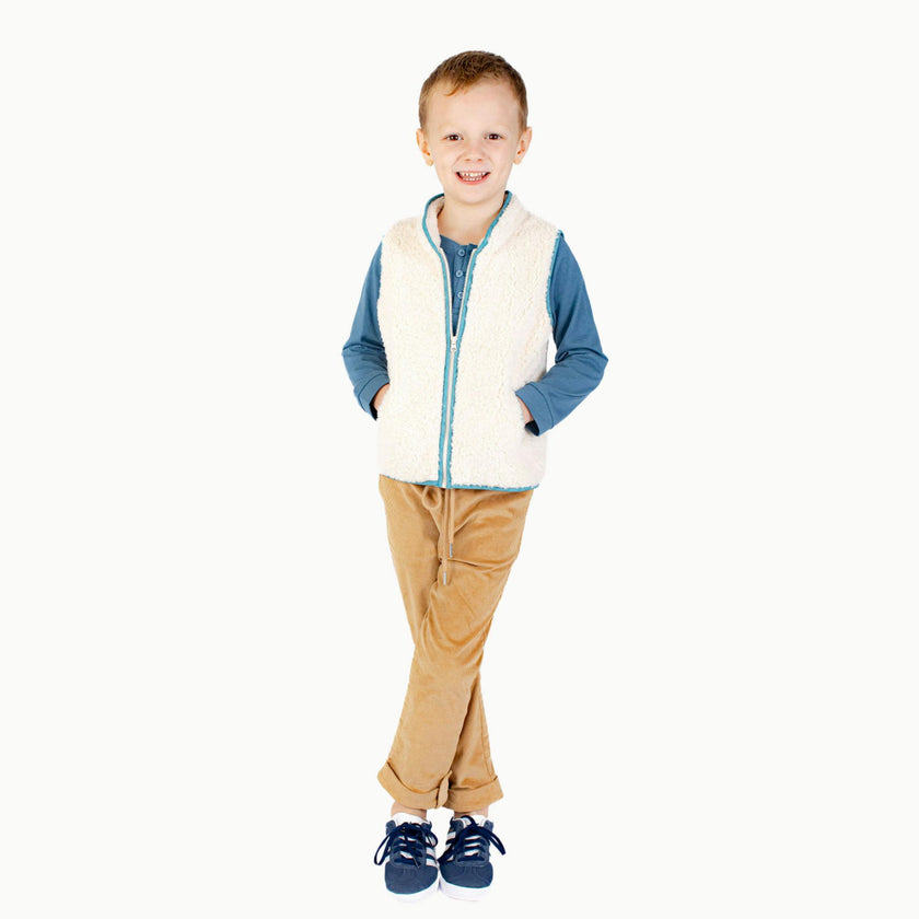 Boys' Sherpa Vest with Blue Dino