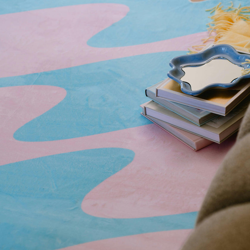 Pastel Irregular Shaped Wavy Rug by Johann Banta