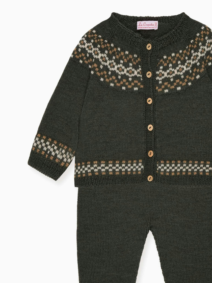 Olive Ramiro Merino Fair Isle Baby Knitted Set