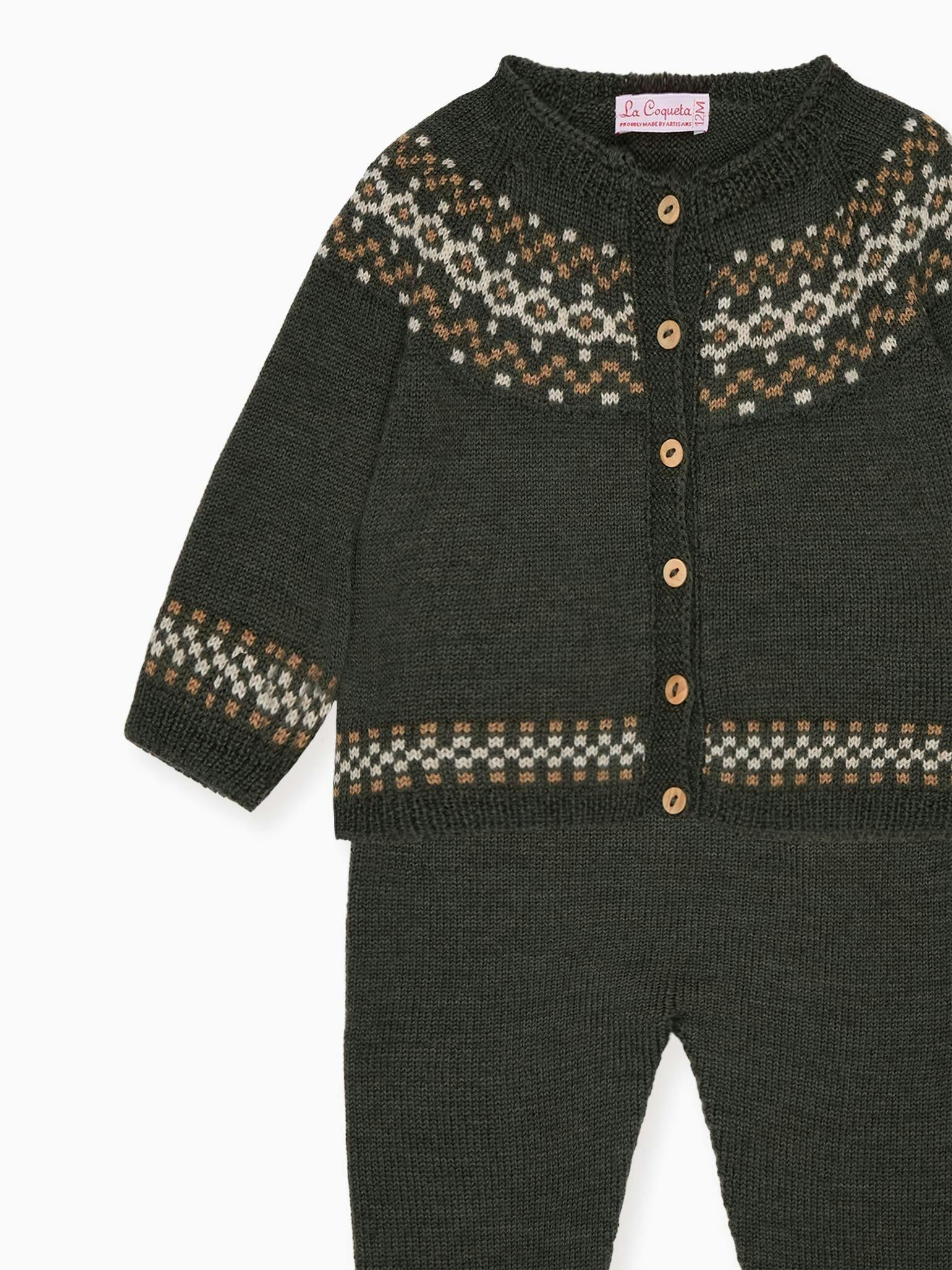 Olive Ramiro Merino Fair Isle Baby Knitted Set