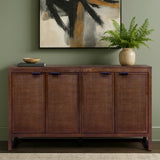Hatteras Sideboard Cabinet with 4 Rattan Inlay Doors and Adjustable Shelf