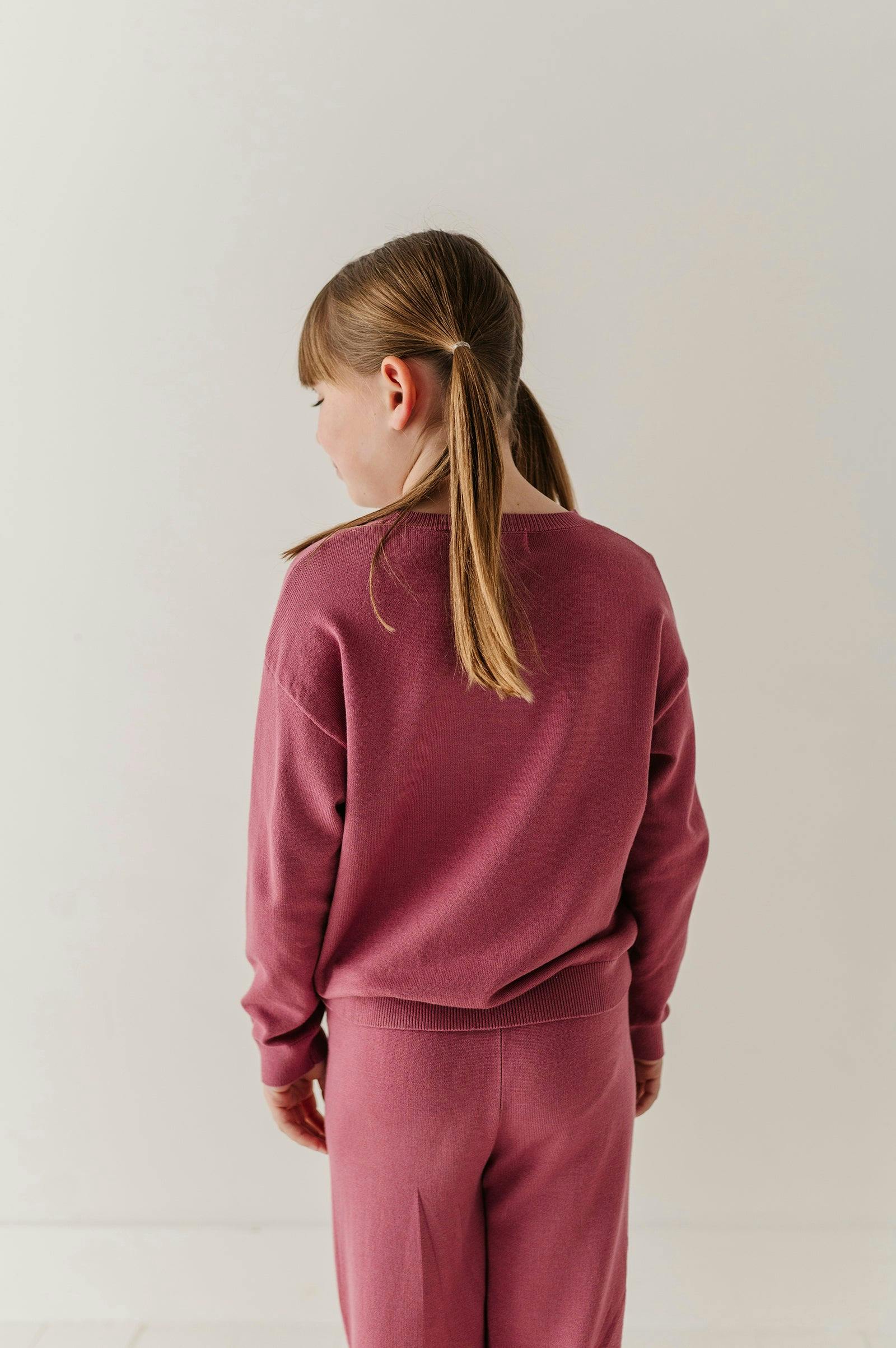 Girls Crew Neck Sweater in Winter Mauve