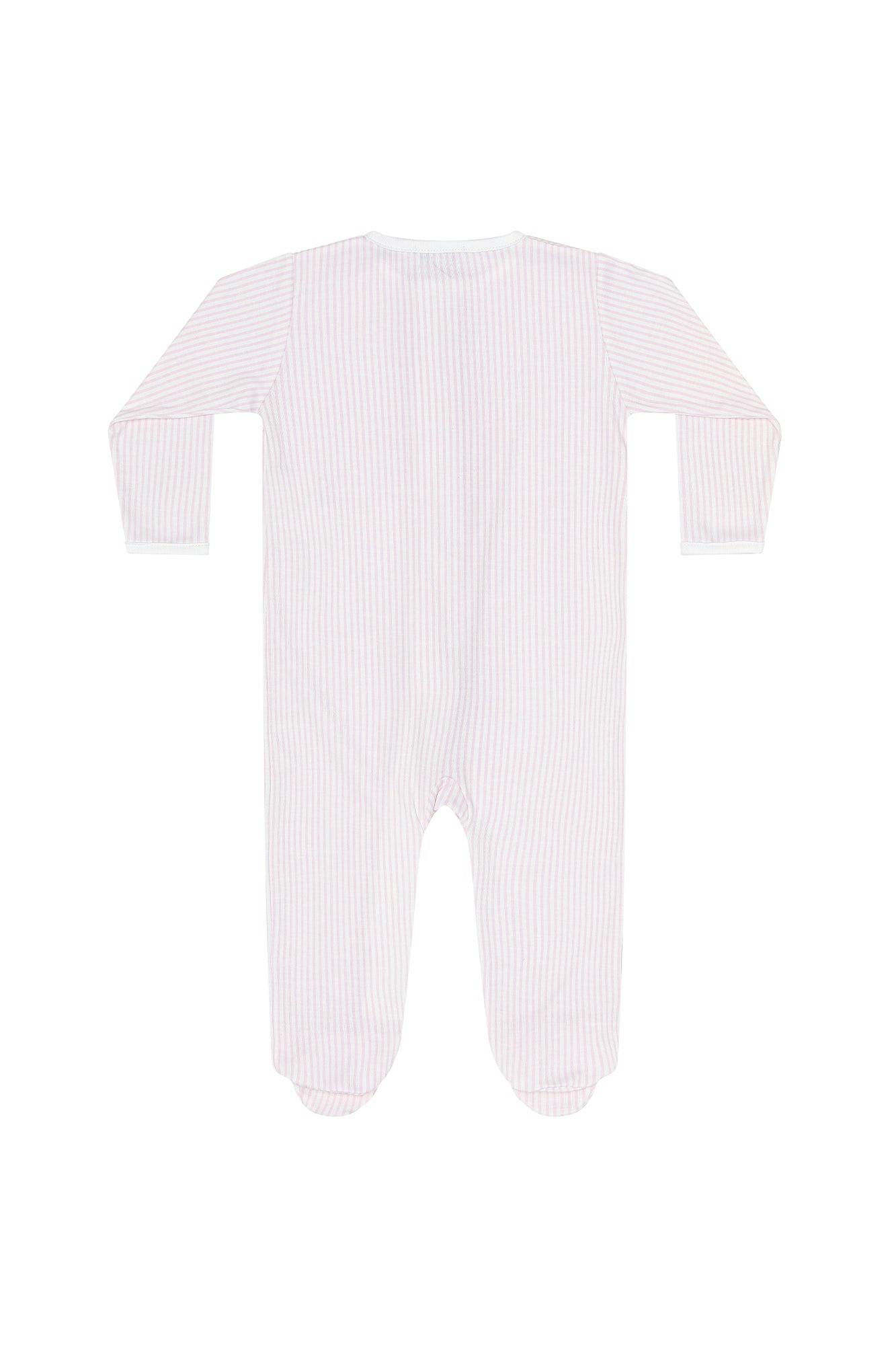 Pink Classic Stripes Zipper Footie