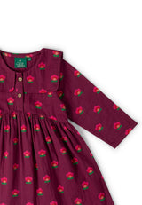 Pink Flowers Sailor Dress, Purple