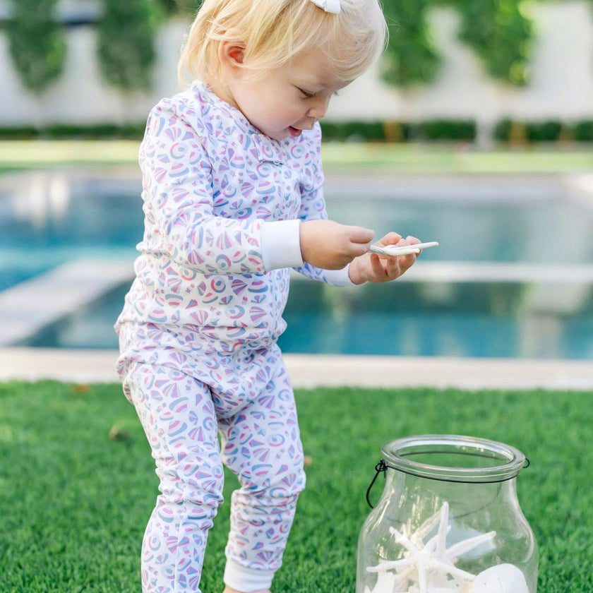 Parker Girls' Zipper Pajama - Seashells on the Seashore