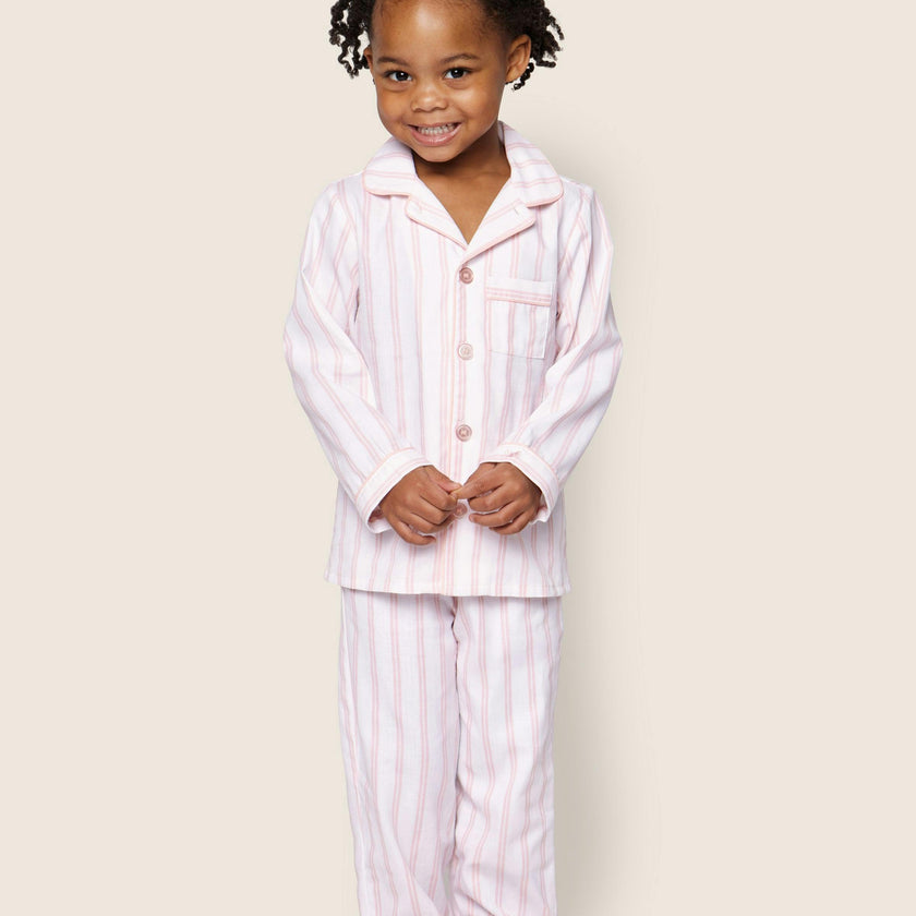 Kid's Twill Pajama Set in Pink Stripe