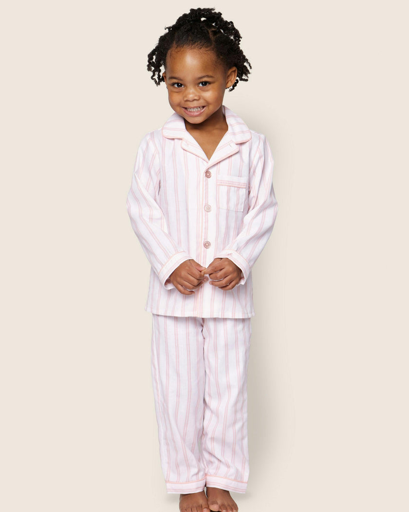 Kid's Twill Pajama Set in Pink Stripe