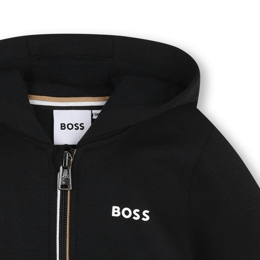 Black Zip-Up Tracksuit Set