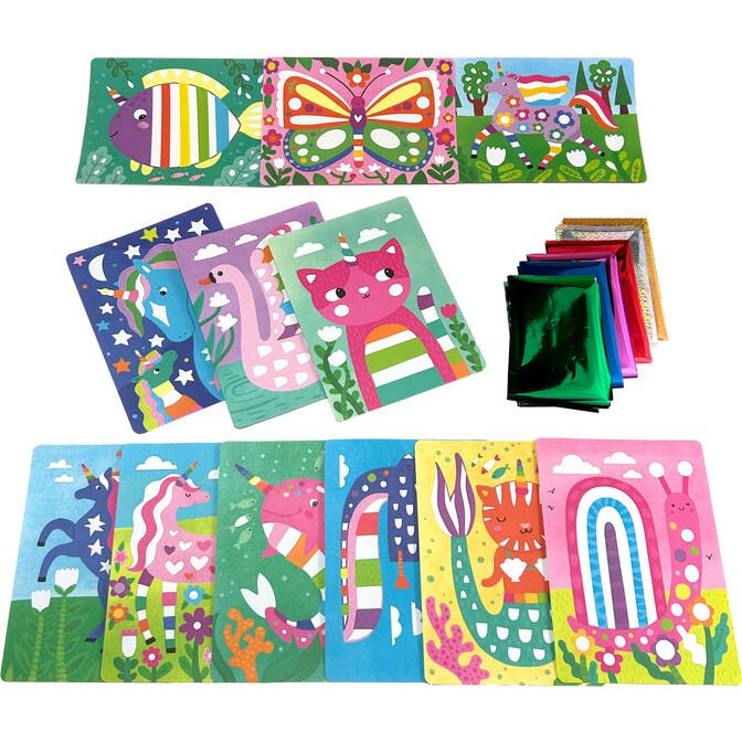 Foil-tastic Foil Art & Coloring Set - Whimsical World - 12 Pages 24 Foil Sheets
