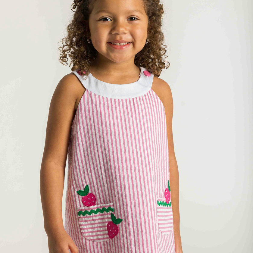 Seersucker Dress With Strawberries